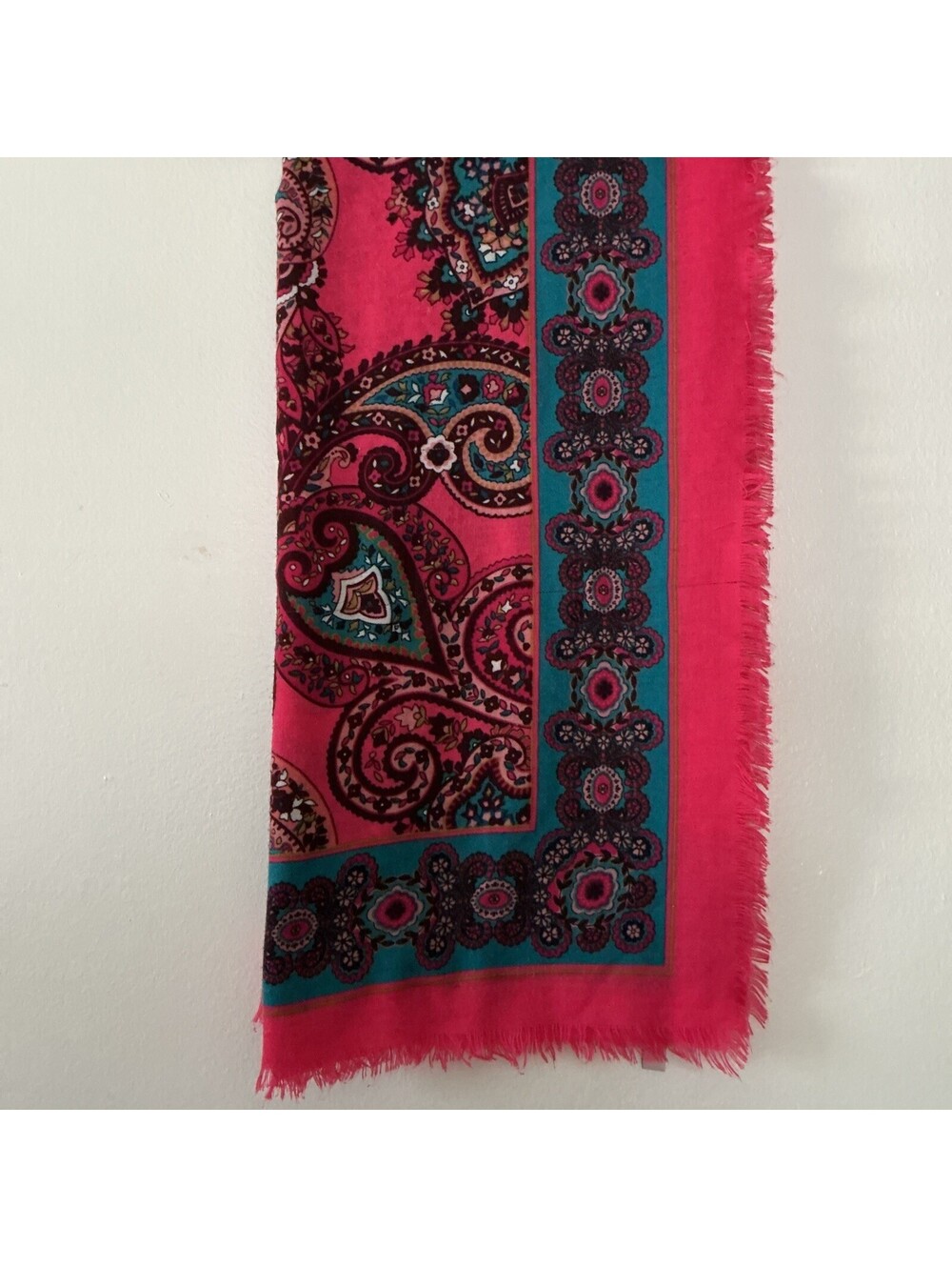 Ann Taylor LOFT Scarf Shawl Paisley 48” Square Multicolor Shades of Pink Blue